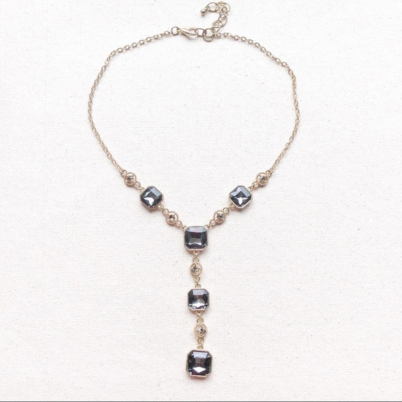 Statement Necklace 16” Chain Square Gems - Picture 5 of 8